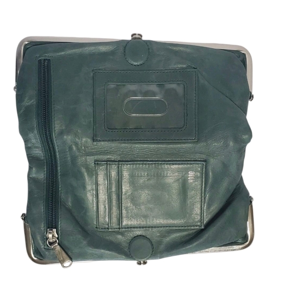 Hobo Vintage Hide Collection Lauren Double Frame Clutch Green Wallet. - Picture 6 of 16